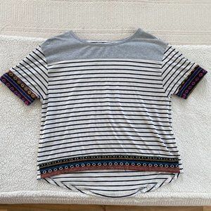 Striped and Embroidered Tee